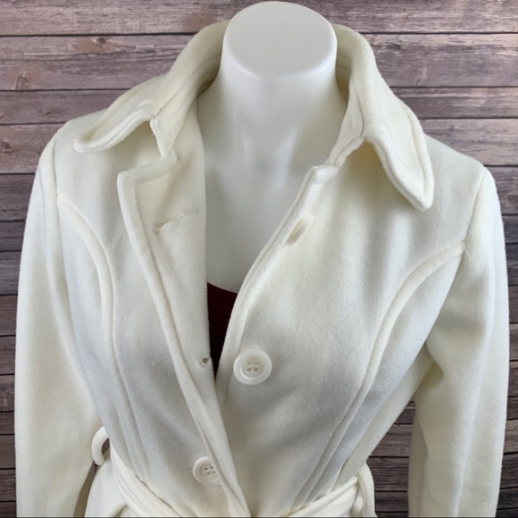 B_envied White Belted Jacket with Pockets Size M - Picture 2 of 7